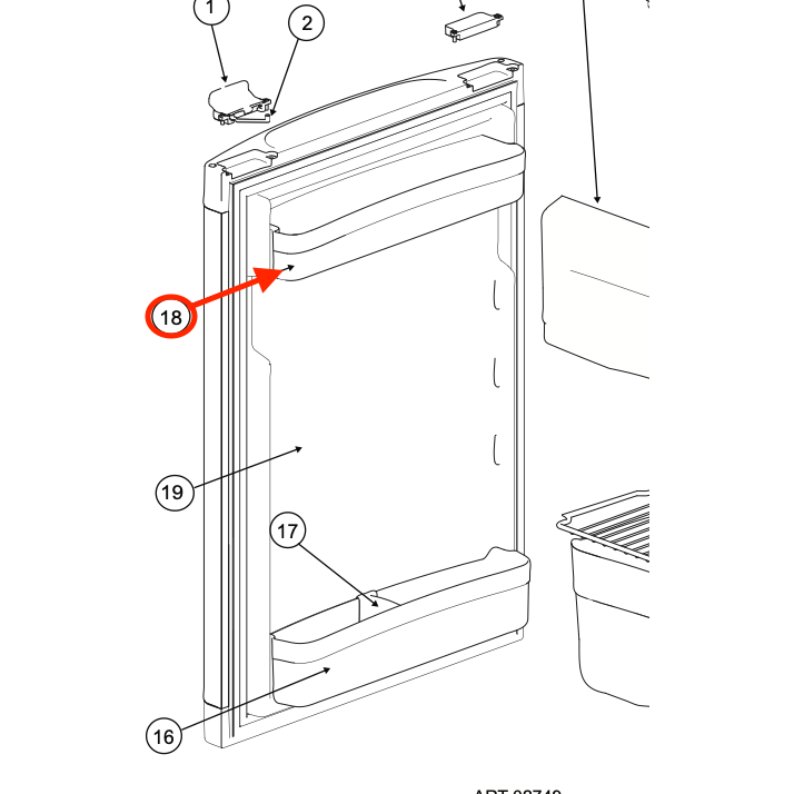 Norcold® Refrigerator Door Bin Replacement for N4XXX Series -  Shallow Door Bin - SPECIAL ORDER - 69082308