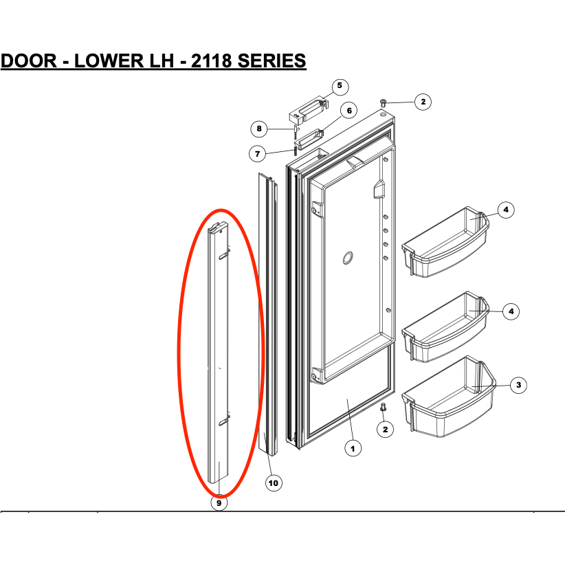 ***OUT OF STOCK - See Below For More Information*** Norcold® Refrigerator Door Flapper Replacement Assembly for 2117/2118 Series - 631031
